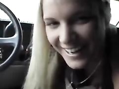 Cute Czech Blonde Girlfriend Does Oral Sex in Car