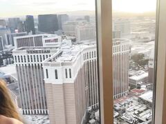 Fat married woman banged by the window by black friend in Vegas while hubby films